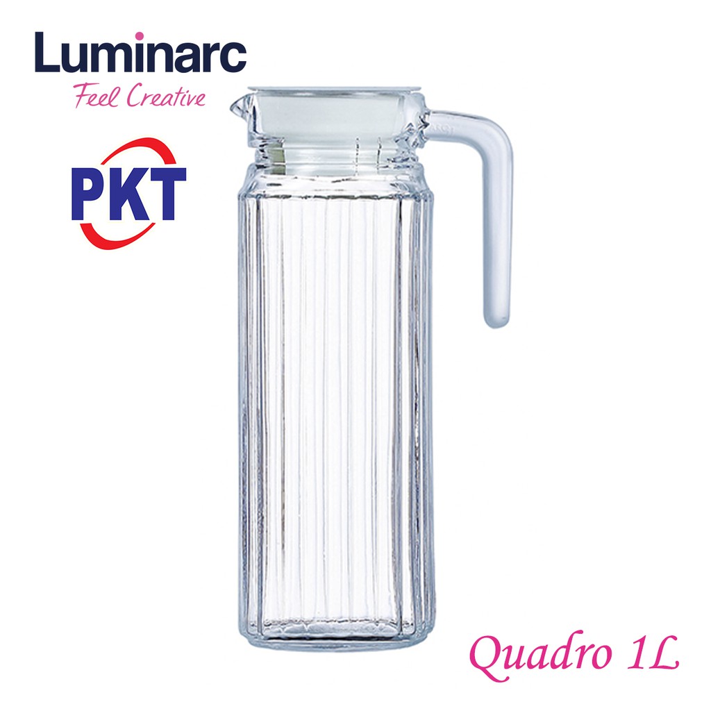 Luminarc Quadro Glass Jug 1L With Plastic Lid // jag air gelas glass