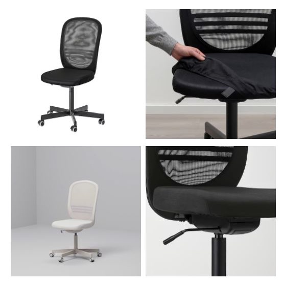 FLINTAN Office chair with armrests - black