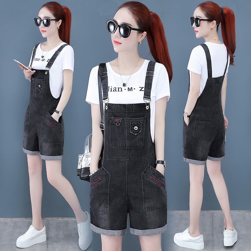 Denim Overall Shorts High Waist Overalls Small Summer Fashion a Line Wide Leg Suspender Jeans Shopee Malaysia