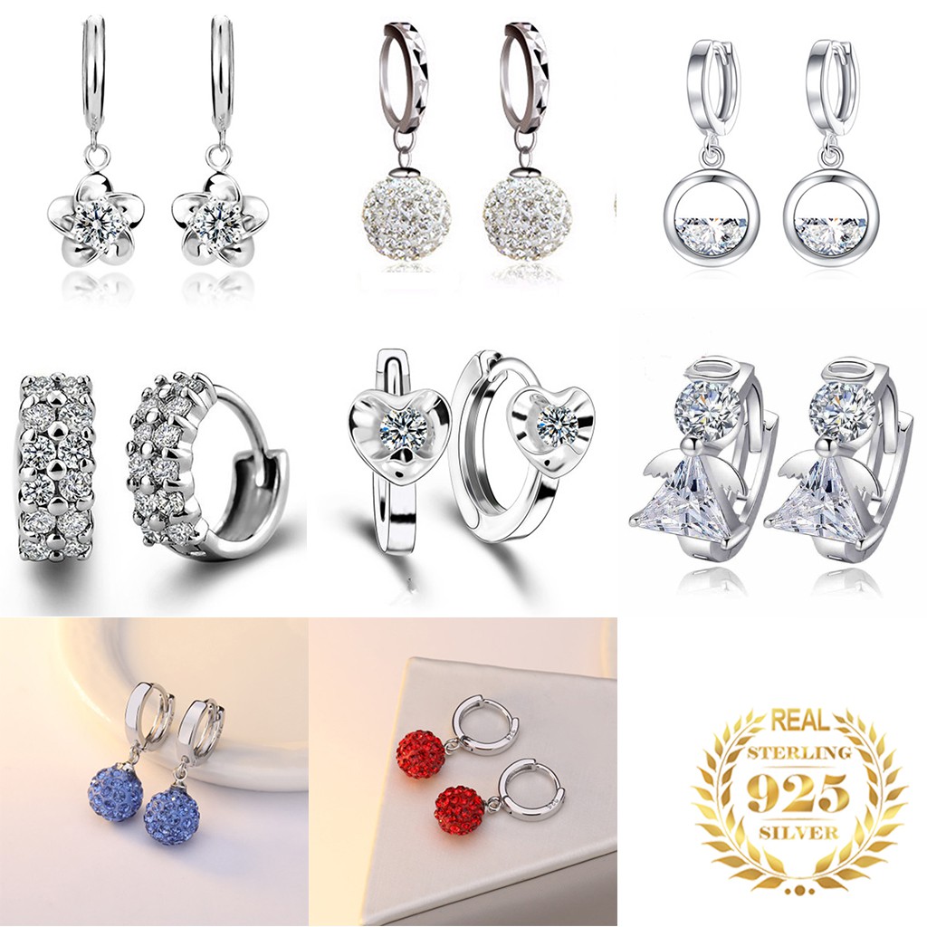 20 styles 925 Sterling Silver Earrings Women's earrings with diamonds ...
