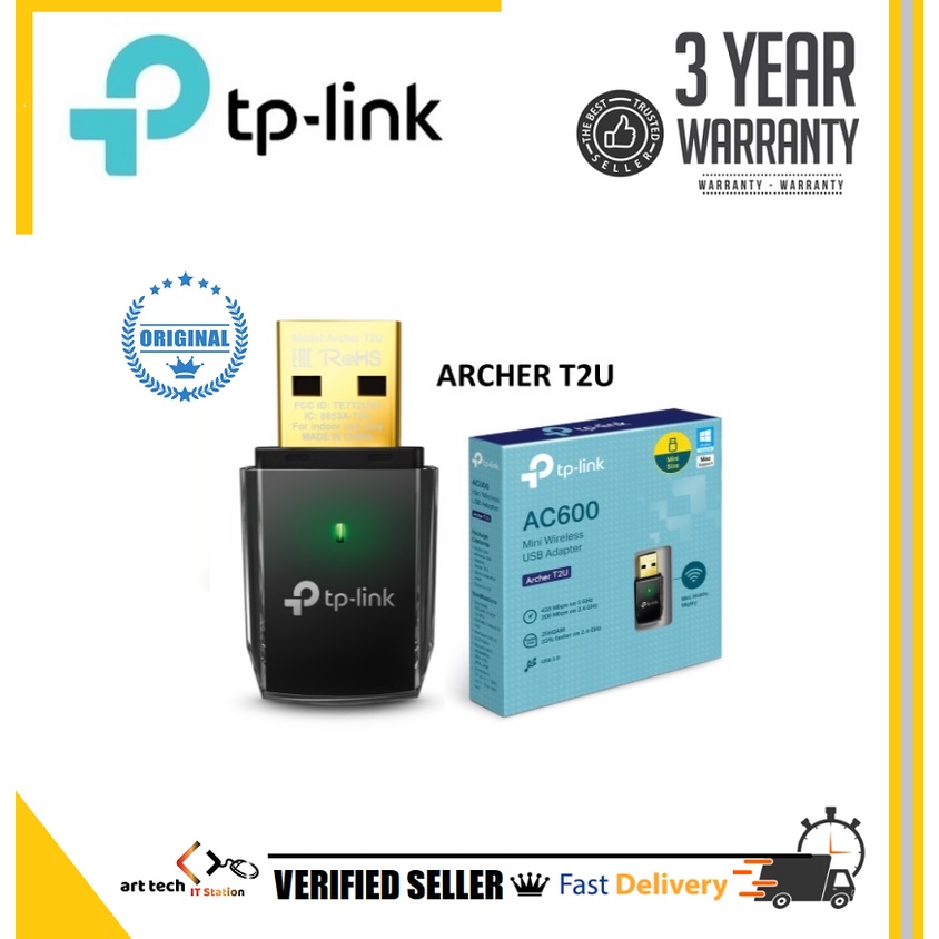 TP-Link TL-Archer T2U / Archer T2U AC600 Wireless Dual Band USB Adapter ...