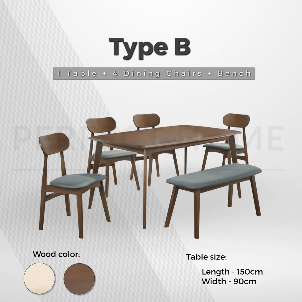 FREE INSTALL Set Meja Makan Kerusi Kerusi Solid Wood