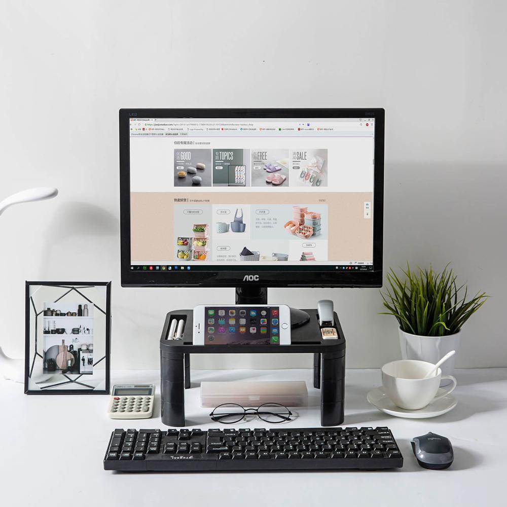 Adjustable Desktop ABS Shelf Plinth Monitor Stand Computer Screen Riser ...