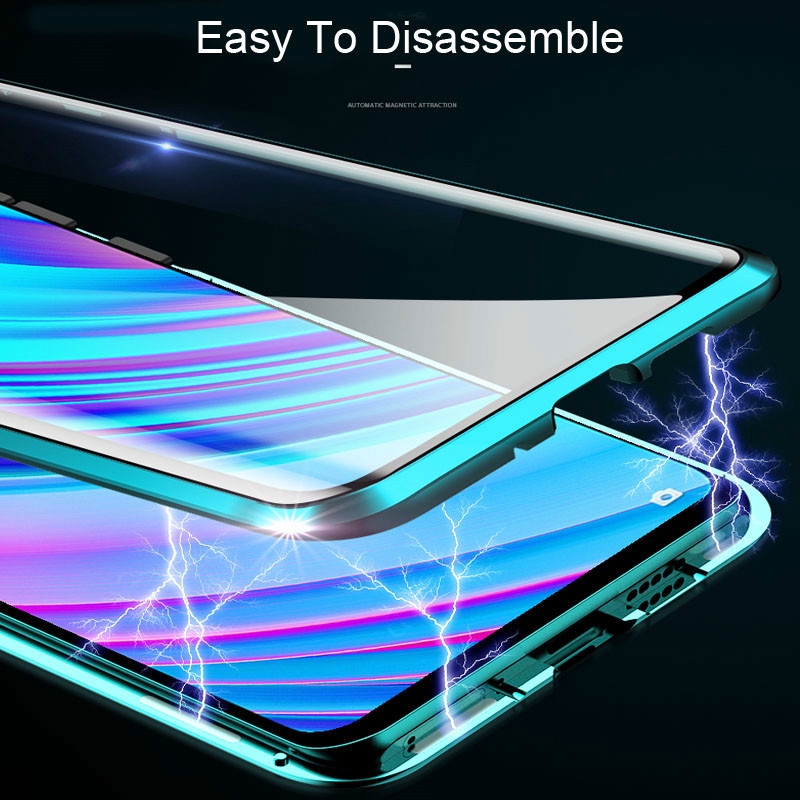 Heavy Duty 360 Magnetic Case For OPPO A78 5G – Dual-Side Tempered Glass & Metal Bumper (Black/Clear)