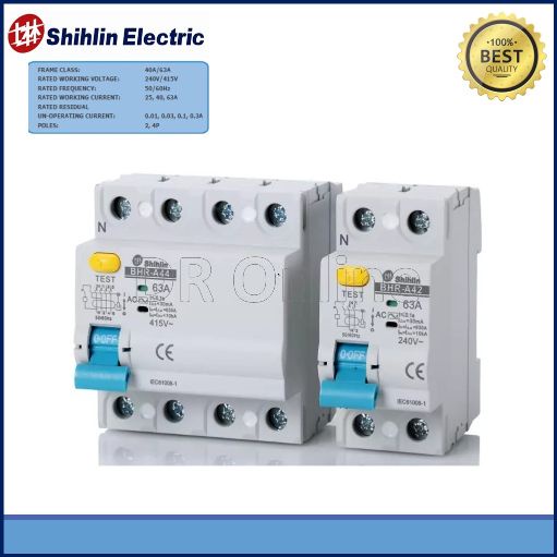 Shihlin 4Pole RCCB/ ELCB 40A 63A 300MA (0.3A) Residual Current Circuit ...