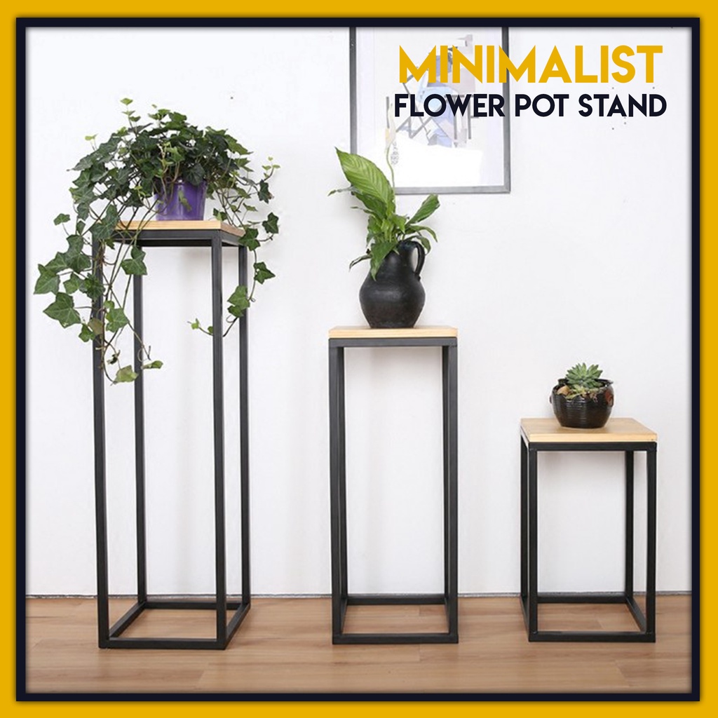 Flower Rack Rak Bunga Hiasan Flower Stand With Varnished Rubberwood Top ...