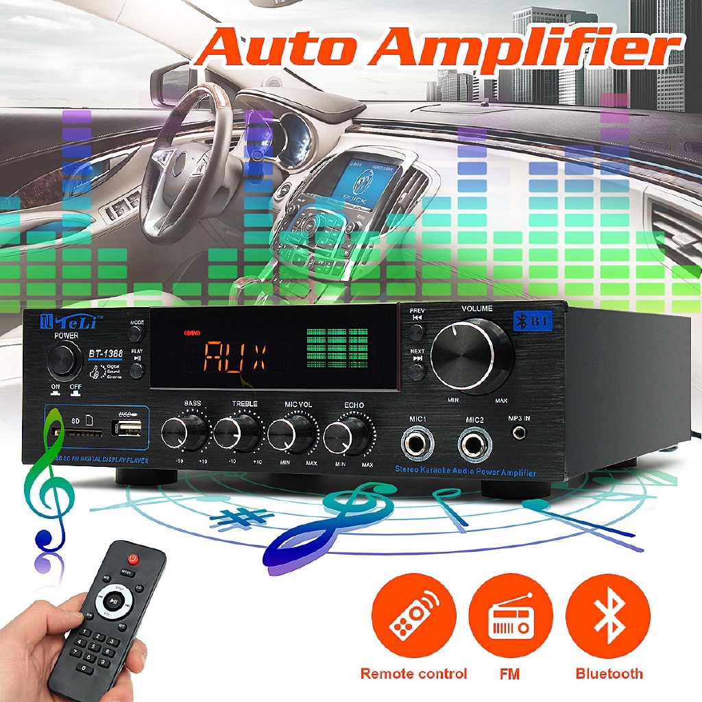 bluetooth Stereo Amplifier HiFi Audio Power Remote Control Headphone