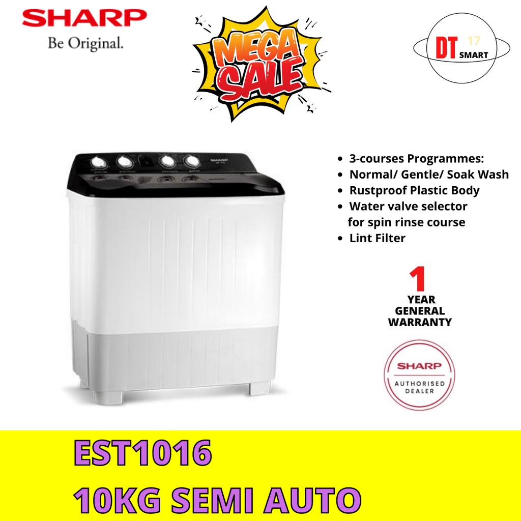 𝐋𝐎𝐑𝐑𝐘 𝐒𝐄𝐍𝐃𝐈𝐑𝐈 𝗞𝗟,𝗦𝗘𝗟𝗔𝗡𝗚𝗢𝗥 Sharp 10kg Semi Auto Washing Machine EST1016 ...