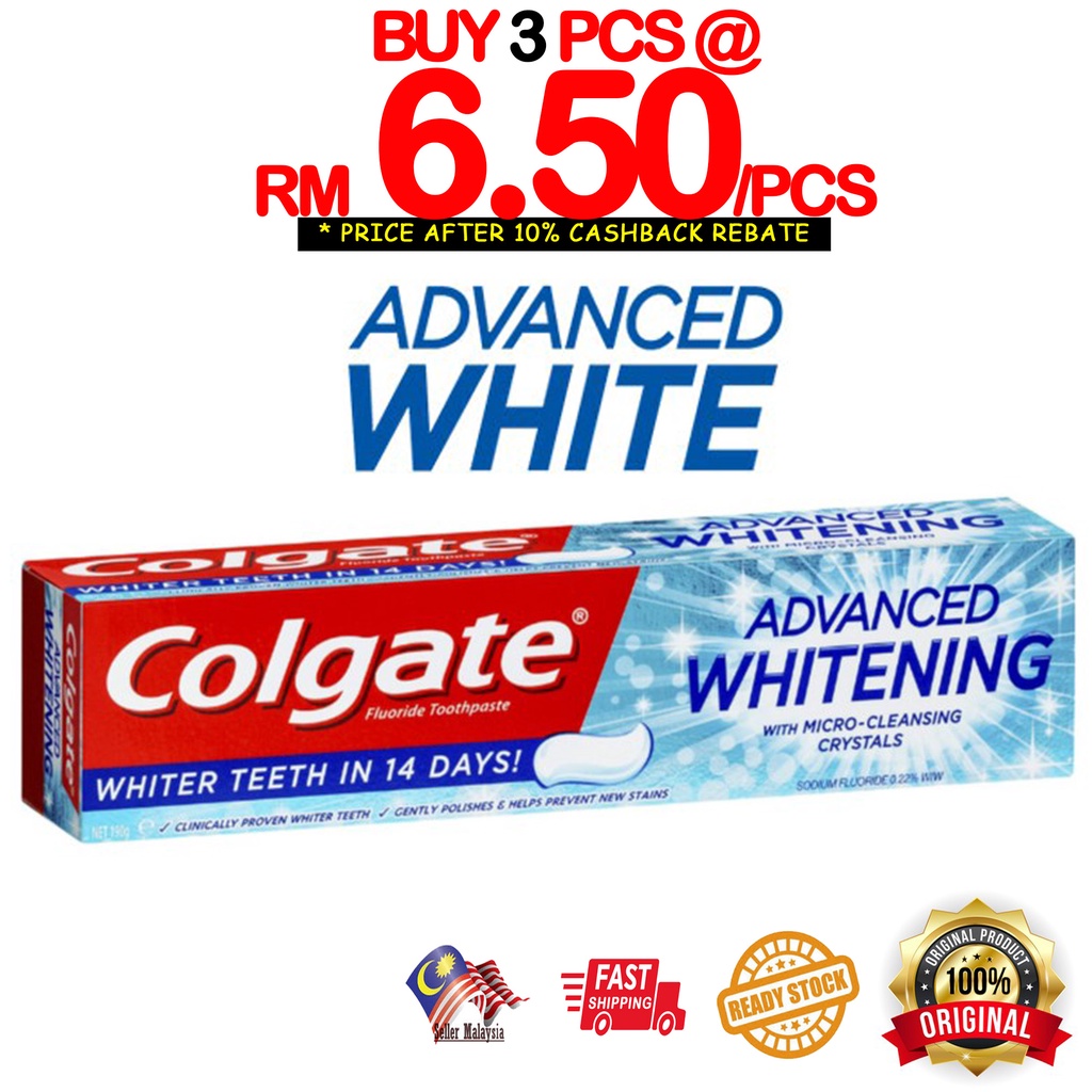 Colgate Advanced White Whitening Toothpaste 160g | Shopee Malaysia