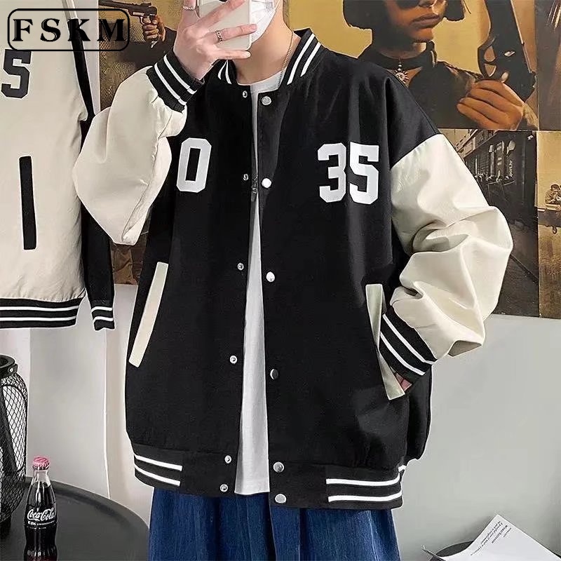 Korean Bomber Jeket Jaket Man Casual Loose Basketball Baseball Varsity ...