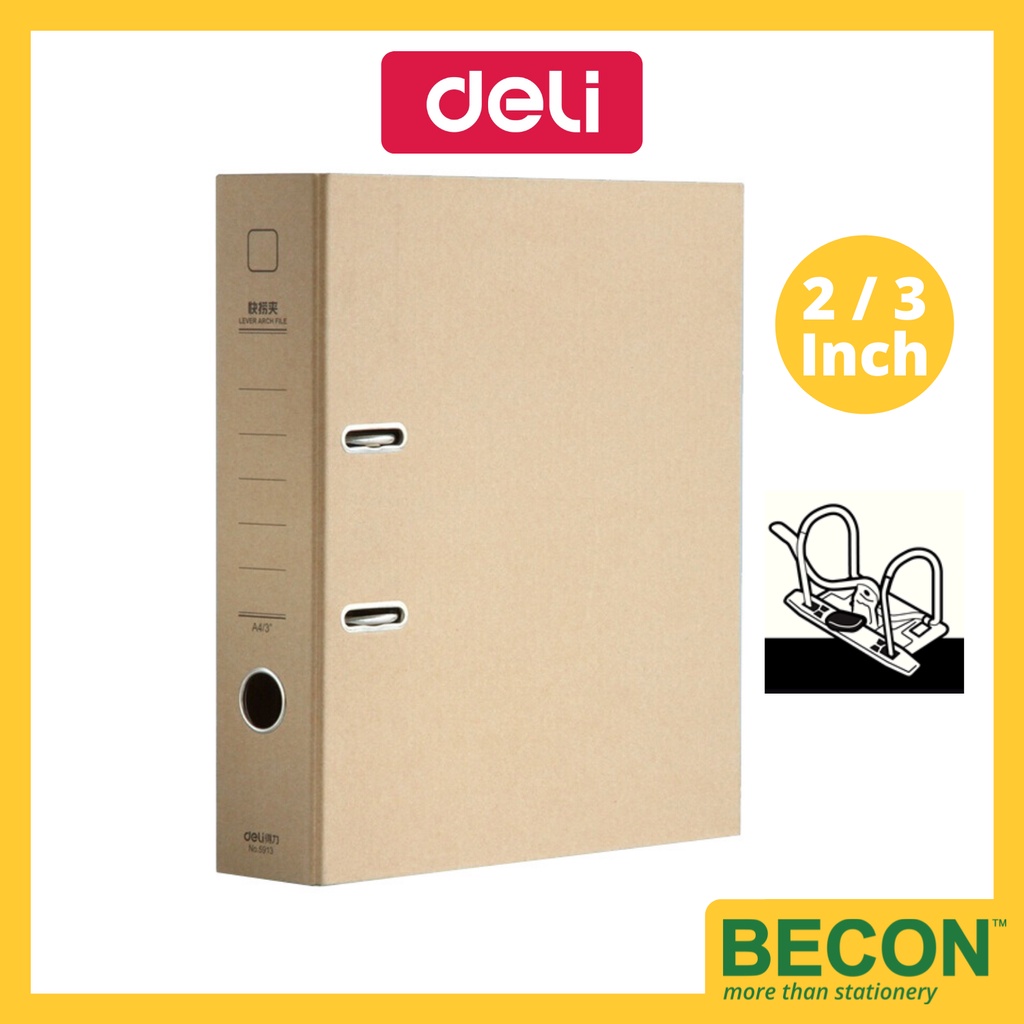 Deli Kraft Paper Level Arch File A4 2 inch [5912] 3 Inch [5913