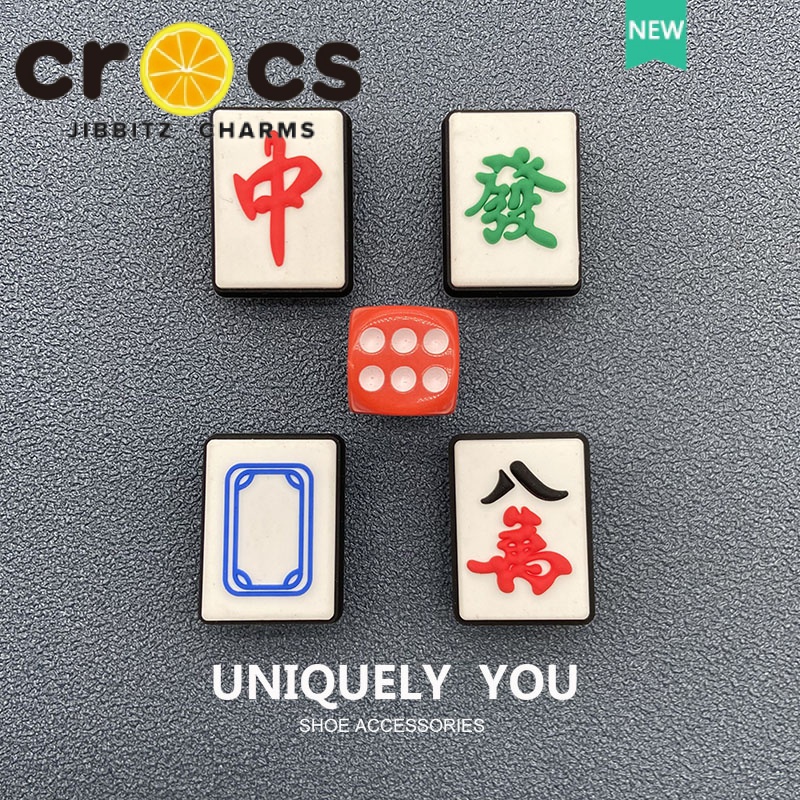 crocs jibbitz charms Button Mahjong Pattern 3D Dice Shoes Accessories ...