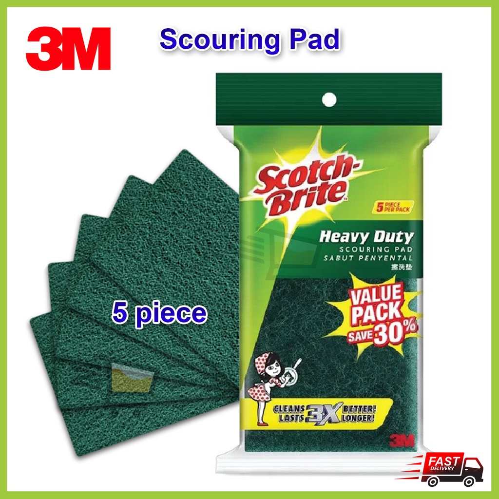 3M ScotchBrite Heavy Duty Scouring Pad 5 Pieces/Pack Shopee Malaysia
