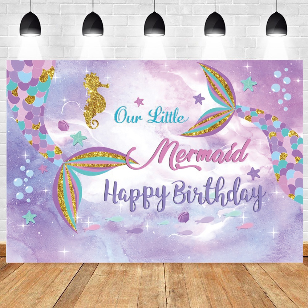 mermaid birthday party custom birthday background backdrop for birthday ...