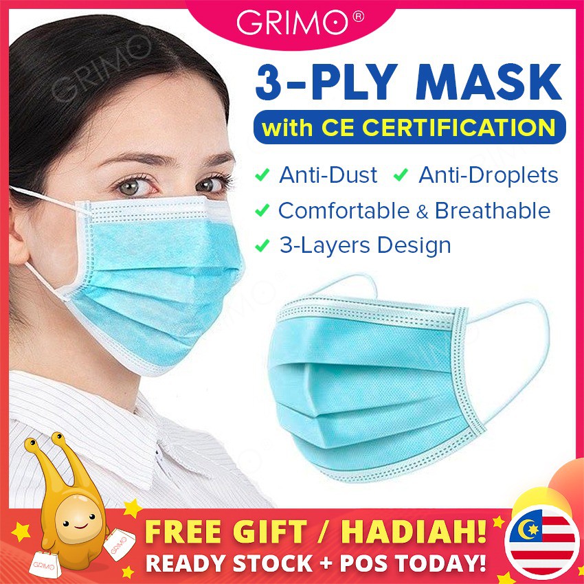 READY STOCK🔥Grimo 10/50 3 PLY Mask Face Anti Dust Disposable Surgical ...