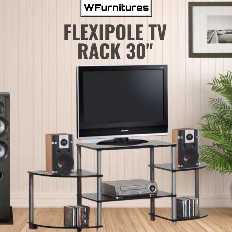 [No Tools Required] Simple Design Easy Assemble Flexipole TV Rack (W130 ...