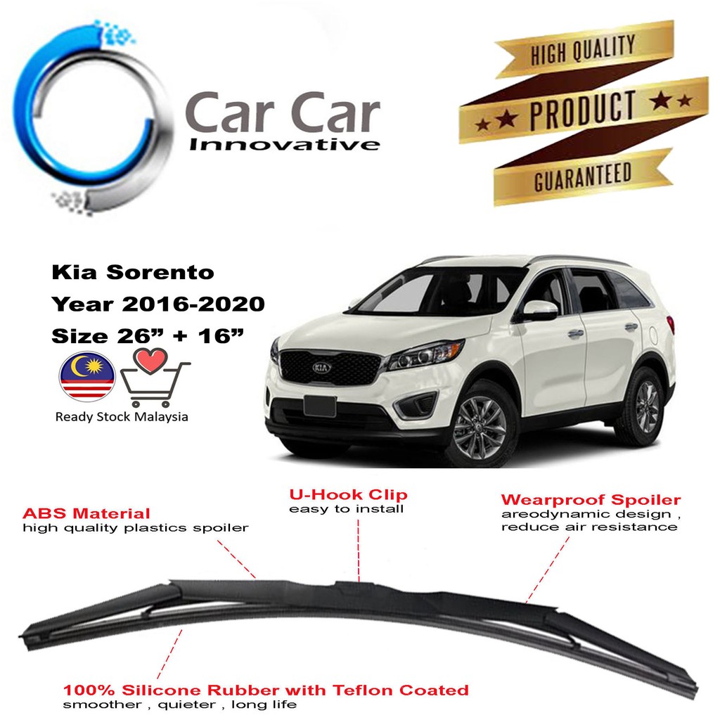 Kia Sorento Wiper 20162020 Silicone Wiper Blades, Car Windshield ( 1
