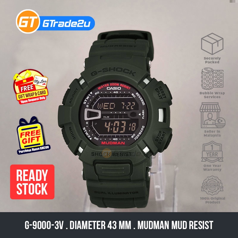 Original G Shock Men G 9000 3V G9000 3V Digital Mudman Basic Watch