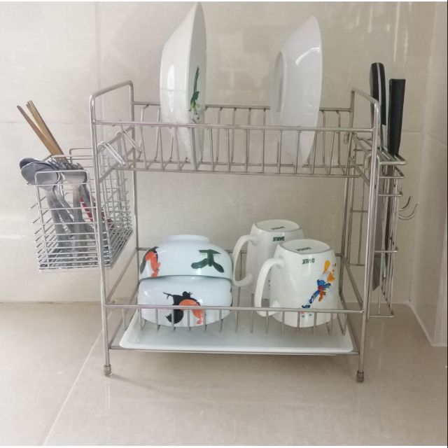 2 Tier Dish Rack Stainless Steel Kitchen Dish Rack Dish Drainer Rack