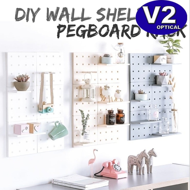 DIY Wall Shelf Rack Pegboard Hole Hardboard Perforated Board Wall Mount