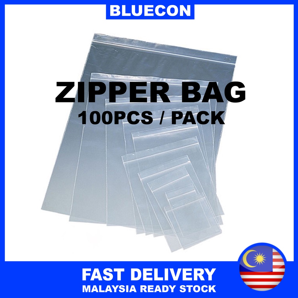 100pcs Small Medium Zipper Bag Extra THICK 0.10mm Zip Bag Lock Plastik