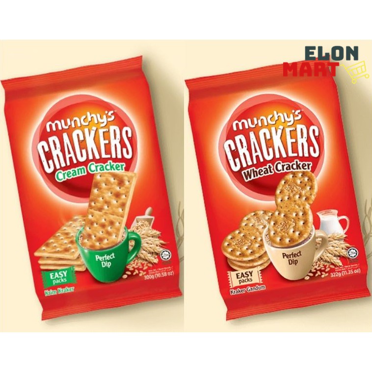 MUNCHY’S Crackers (Cream Cracker 300gm / Wheat Cracker 322g) Shopee