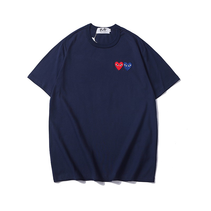 Comme des Garcons Embroidery CDG PLAY White Black Gray Blue T shirt O Neck Short Sleeve tshirt Men Women Top Tees Shopee Malaysia