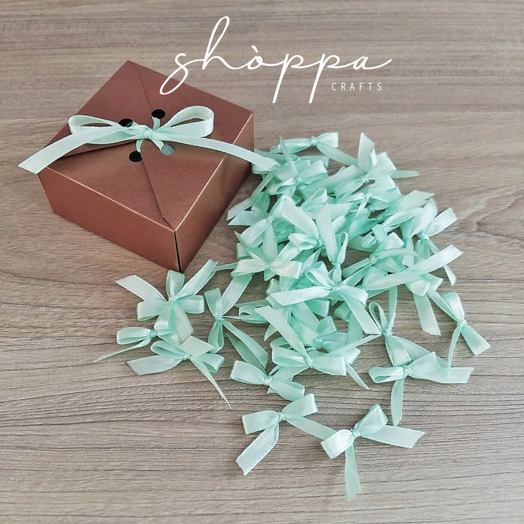 SHOPPA Mint Satin Mini Ribbon Bows (100pcs/box) | Shopee Malaysia