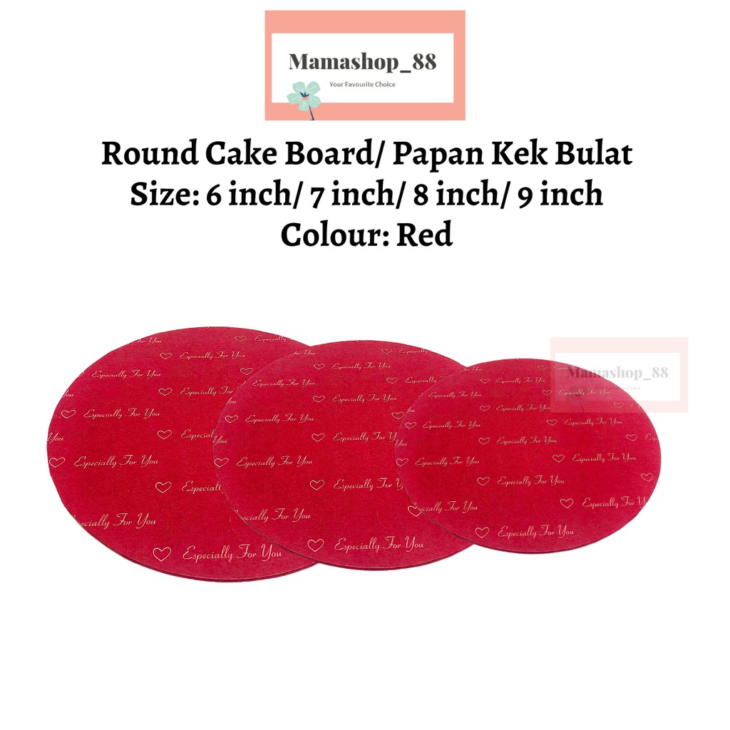 6/7/8/9 inch Round/Square Cake Boards / Cake Hard Paper Boards / Papan ...
