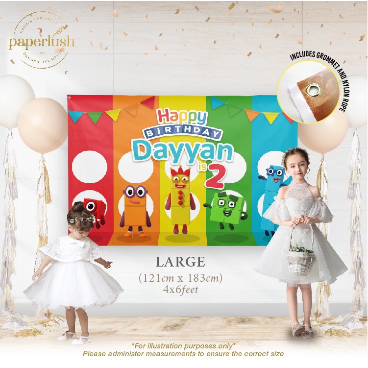 Birthday Banner | Birthday Backdrop | Hari Jadi - Numberblocks | Shopee