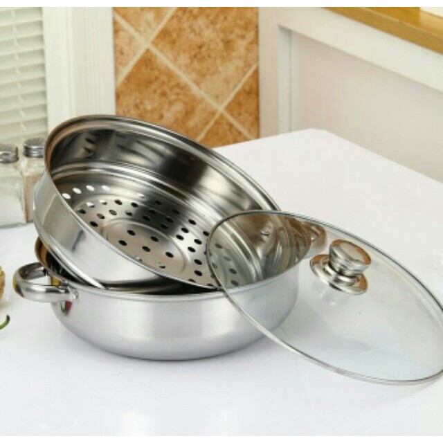 PERIUK PENGUKUS: Two Layer HOT POT STEAMER Multi-Purpose Stainless ...