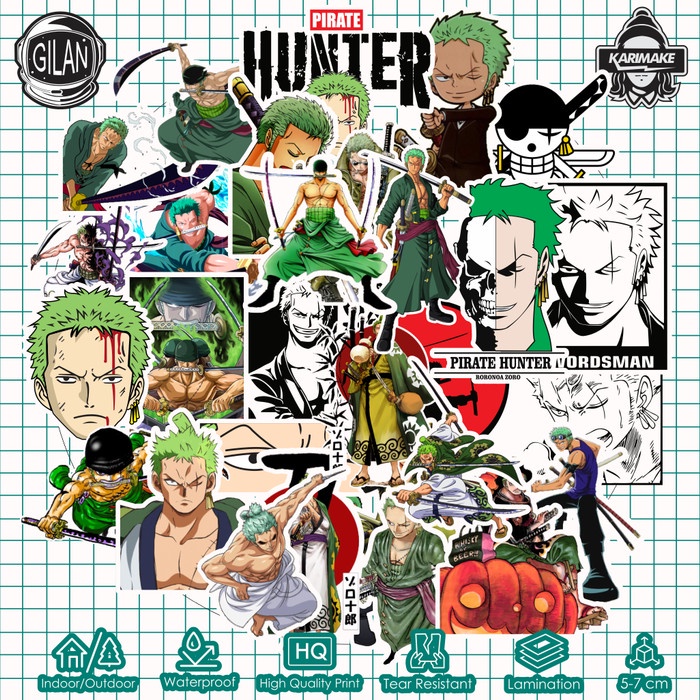 Sticker Pack One Piece RORONOA ZORO Laptop Sticker | Shopee Malaysia