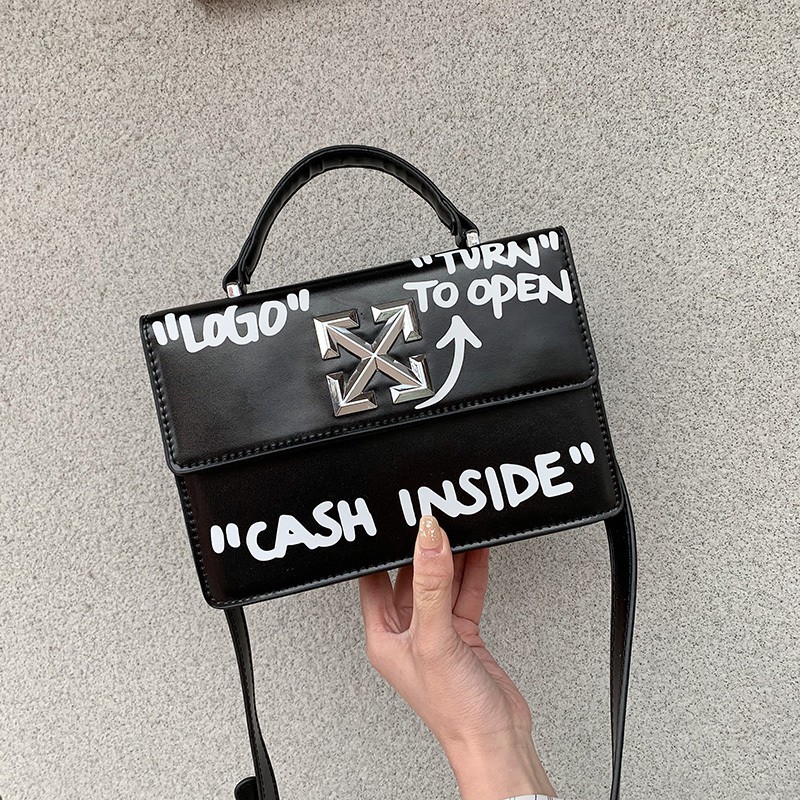 OFF WHITE Bags Fashion Brand Women Sling Bag Graffiti Leather Small Square Bag Handbag Shopee Malaysia