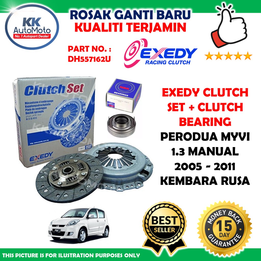 Exedy Clutch Klac Set + Clutch Bearing Perodua Myvi 1.3 2005 2011