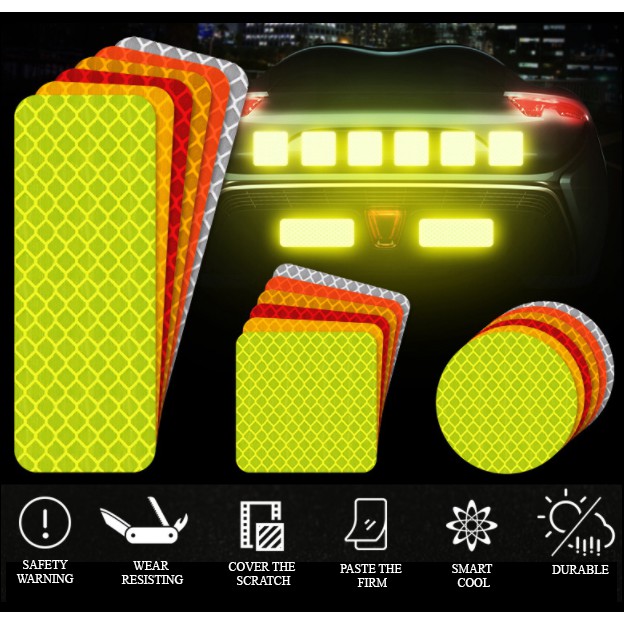 Reflective Warning Strip Tape Reflector Stickers Decals Red/ Orange ...