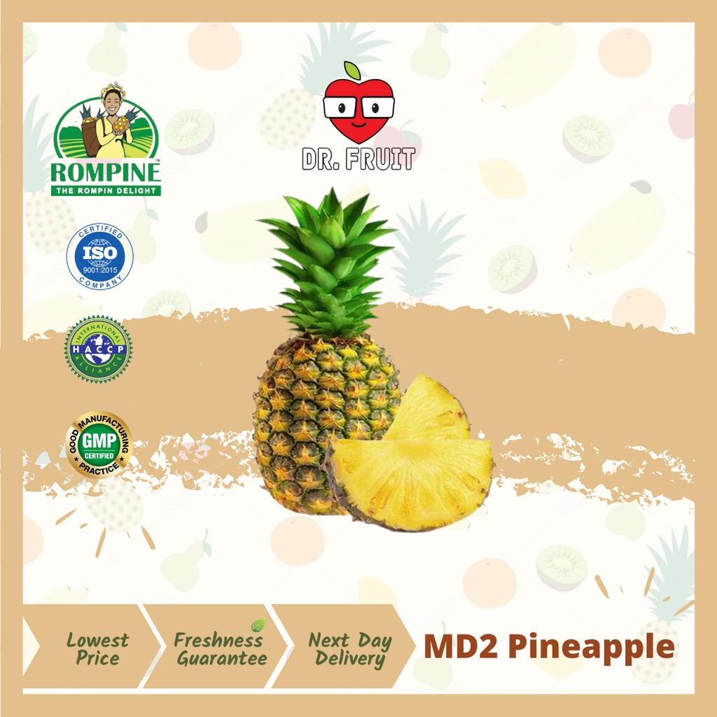 【Rompine】 MD2 Pineapple (1.4kg-1.6kg) 黄梨 | Dr.fruit /Nanas | Shopee ...