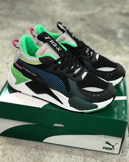 Puma rsx black and green hotsell