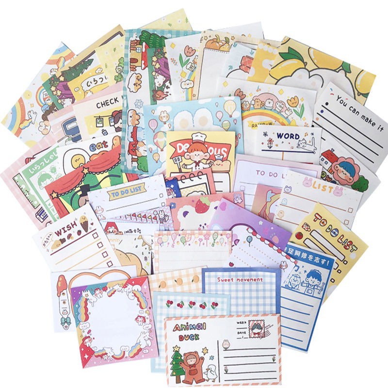 [Ready Stock] 50pcs Cute Sticky / Non-Sticky Notes Packages 50张手帐便签纸素材纸 ...