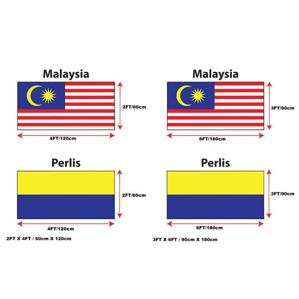 Bendera Malaysia Bendera Perlis {2ft X 4ft 60cm X 120 Cm 3ft X 6ft 90cm X 180cm