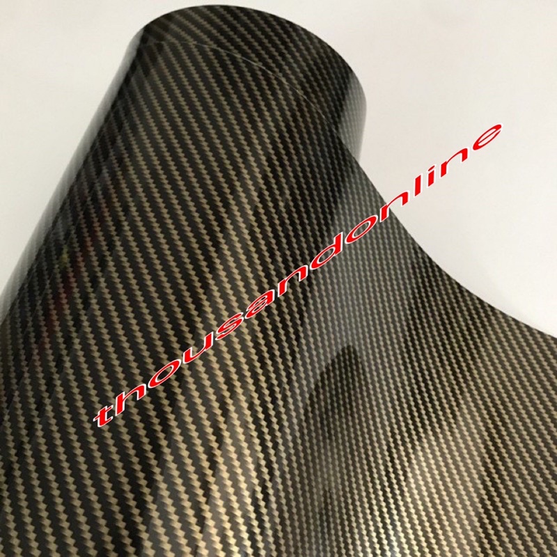 HIGH GLOSSY GOLD/BLACK CARBON/BLACK FIBER VINYL WRAP STICKER CAR WRAP ...