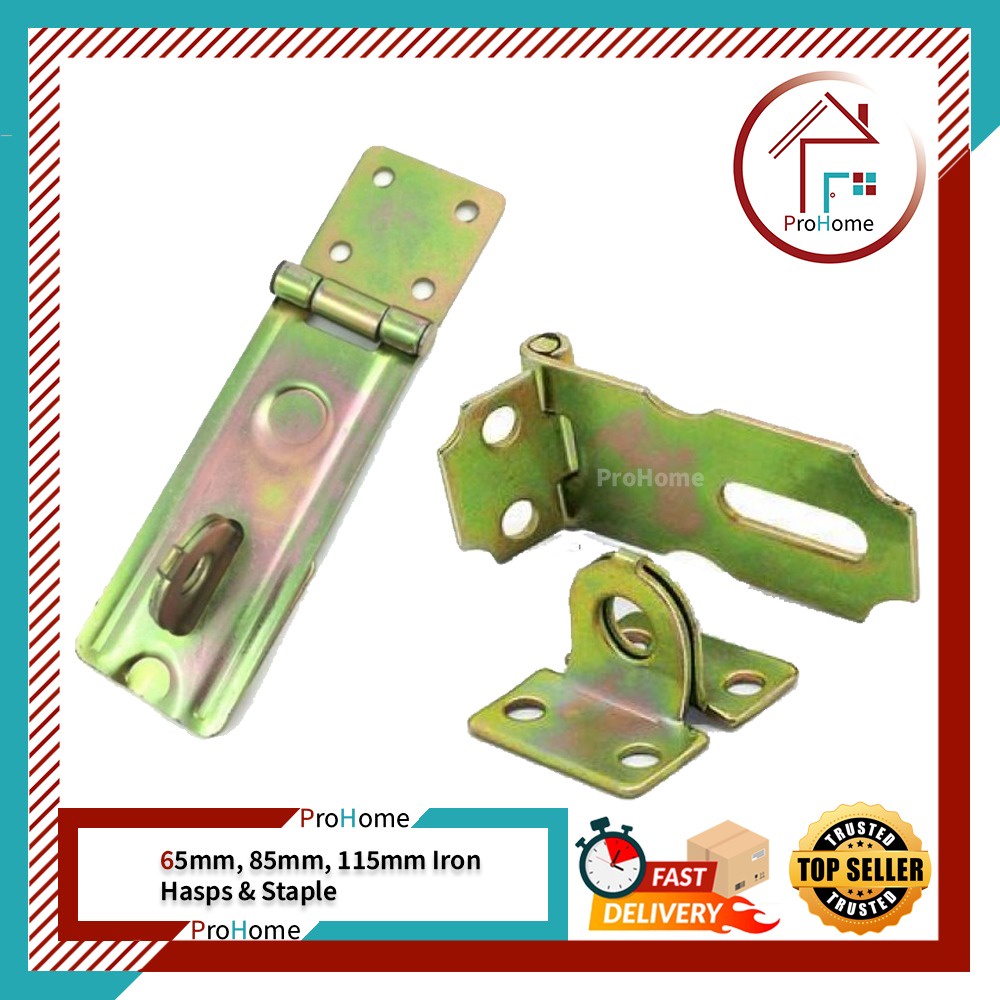 IRON HASPS AND STAPLE / 65MM, 85MM, 100MM, 115MM RAINBOW PLATED HASP