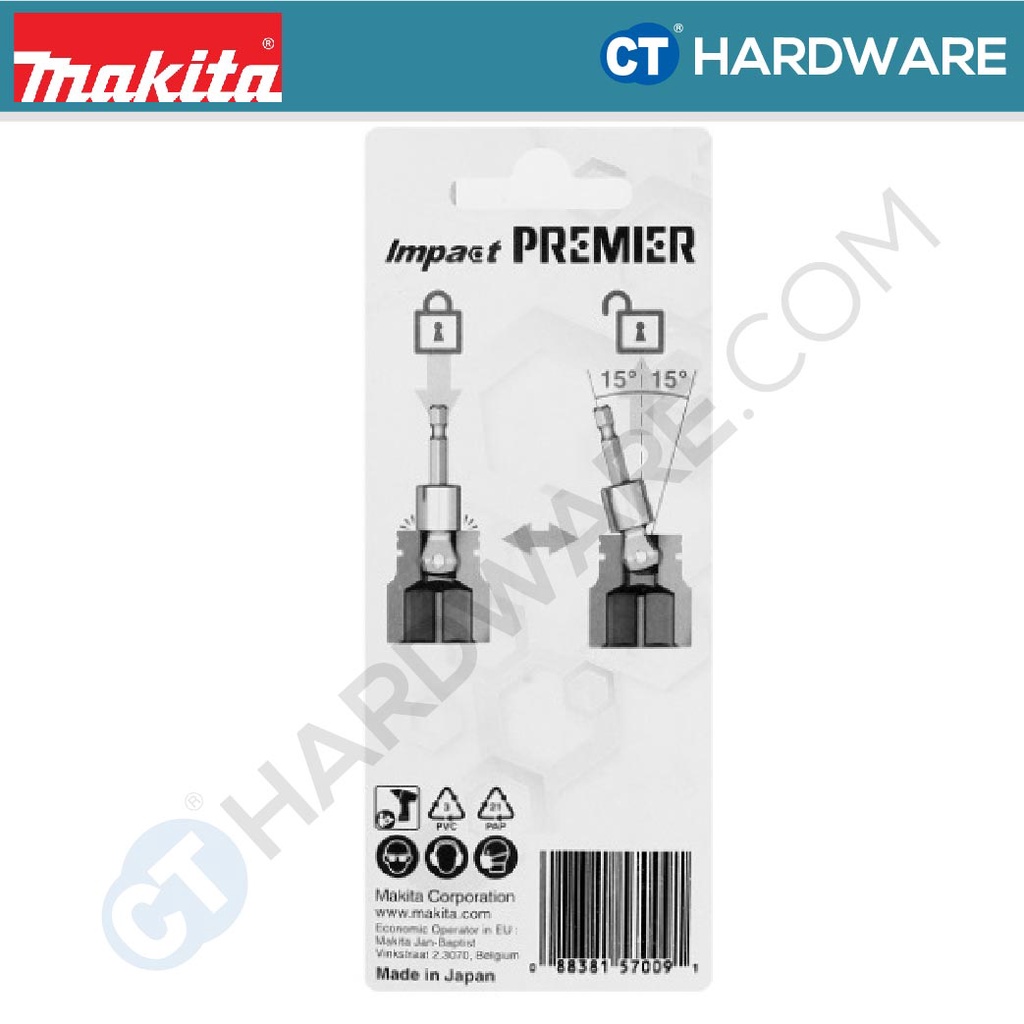 Makita Premier Tilt Socket Bit - H13 X 80mm, For Impact Drivers & Tight Spaces