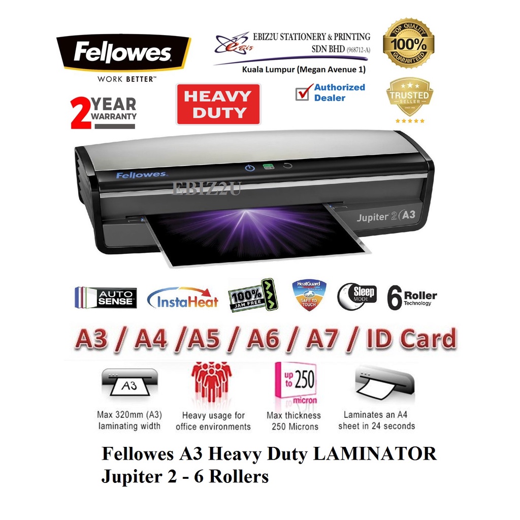 Fellowes LAMINATOR Jupiter 2 A3 6Roller Technology /Heavy Duty