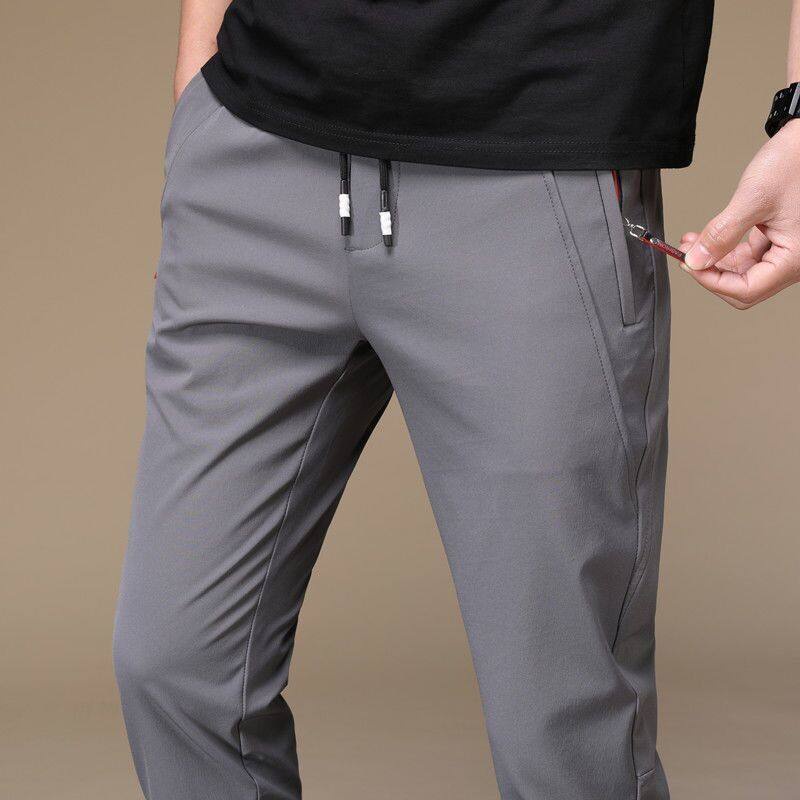 M 5XL Jogger Pants Men Straight Cut Slim Fit Slack Pants Summer