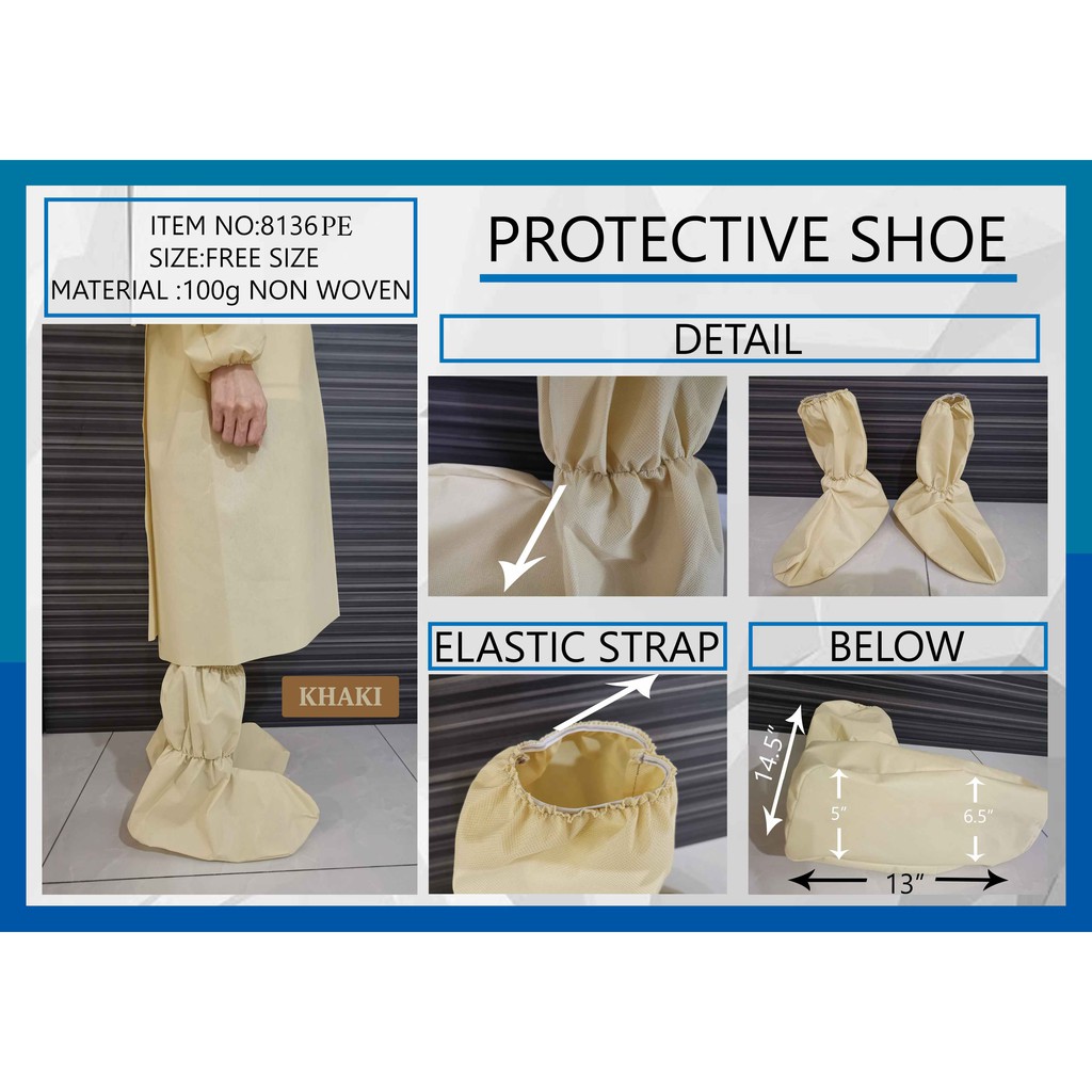 PPE Coverall Long Boot / Cover ppe suit Long Shoe / Cover protective ...