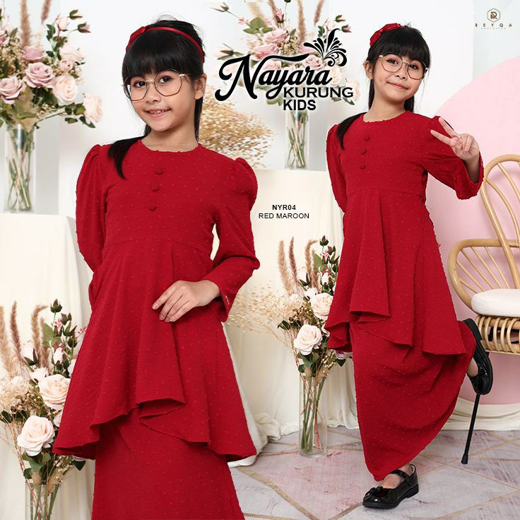 KURUNG NAYARA KIDS Peplum Kanak-Kanak Budak Less Iron & Tidak Panas