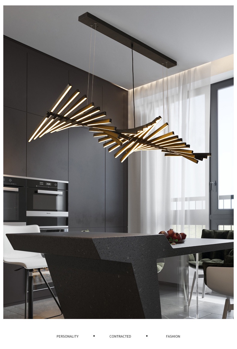 Modern New LED LOFT Piano Wave Pendant Lights Fishbone Designer Ceiling ...