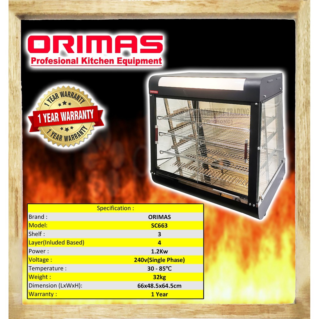 ORIMAS Food Warmer Display Black Body Food Warmer Suitable Chicken