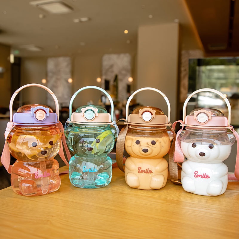 Big Size Cute Bear 1000ml/1400ml Botol Air Viral Tiktok Water Bottle ...