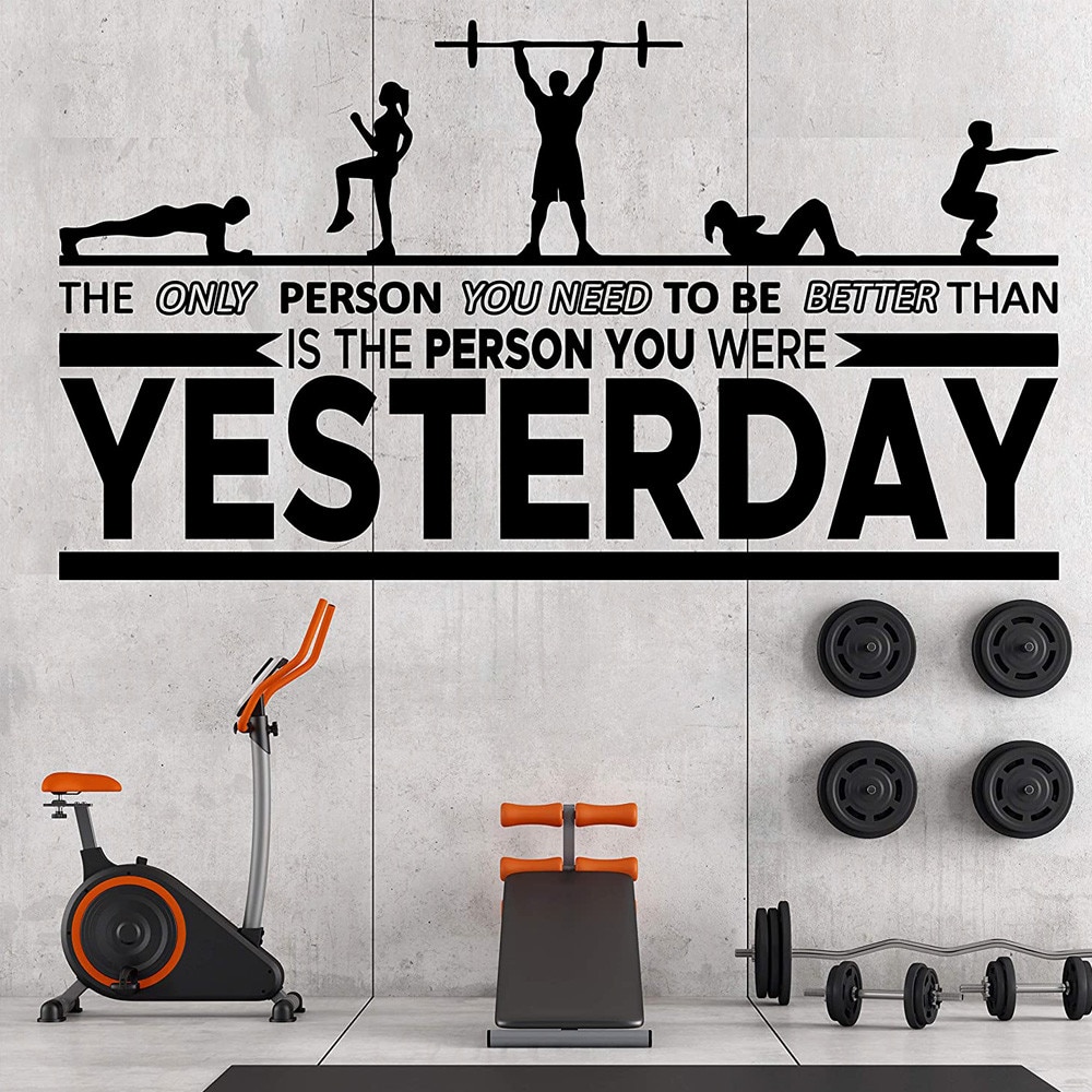 Inspirational Gym Wall Decals Workout Fitness Crossfit Exercise Room ...
